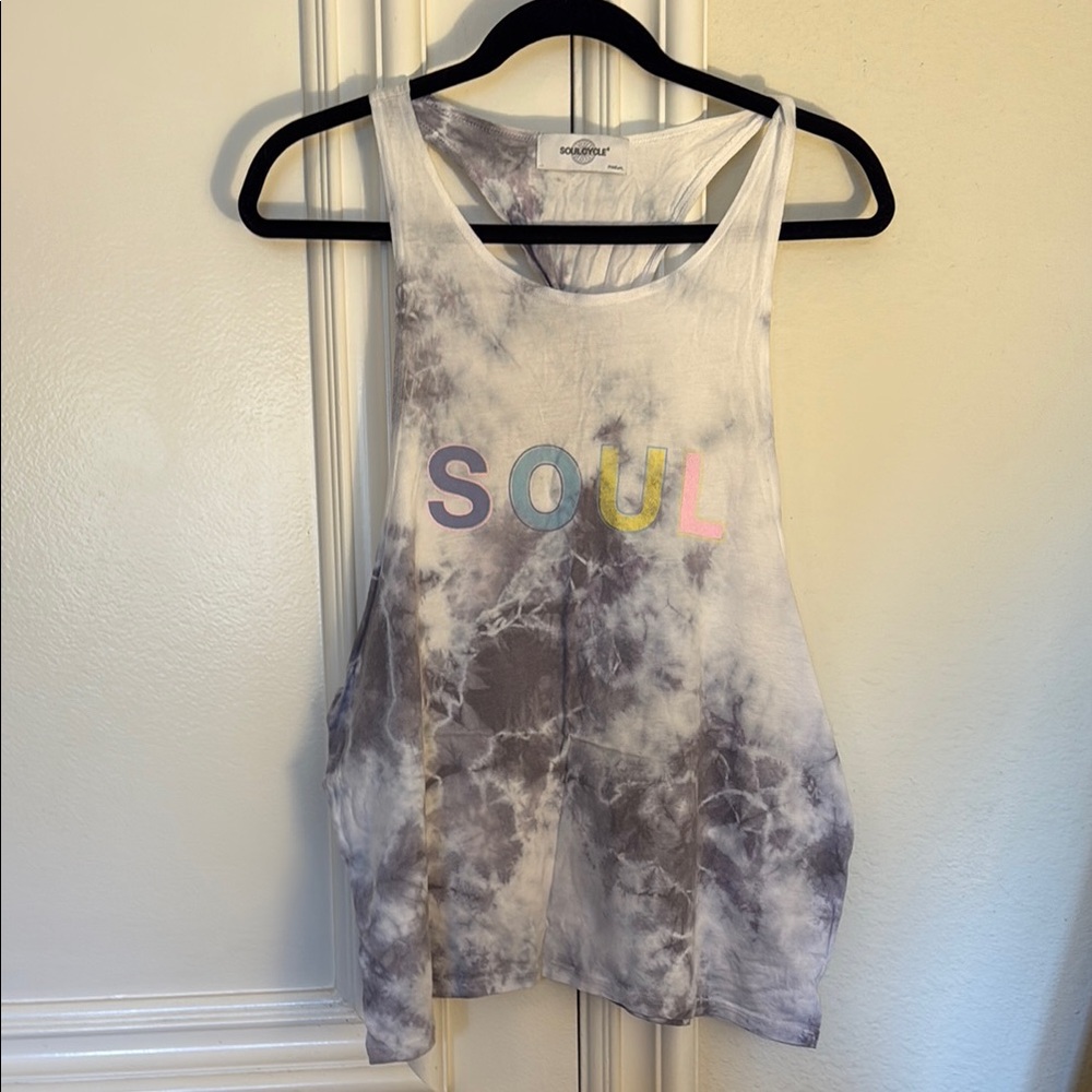 SoulCycle Gray Tie-Dye Tank Top